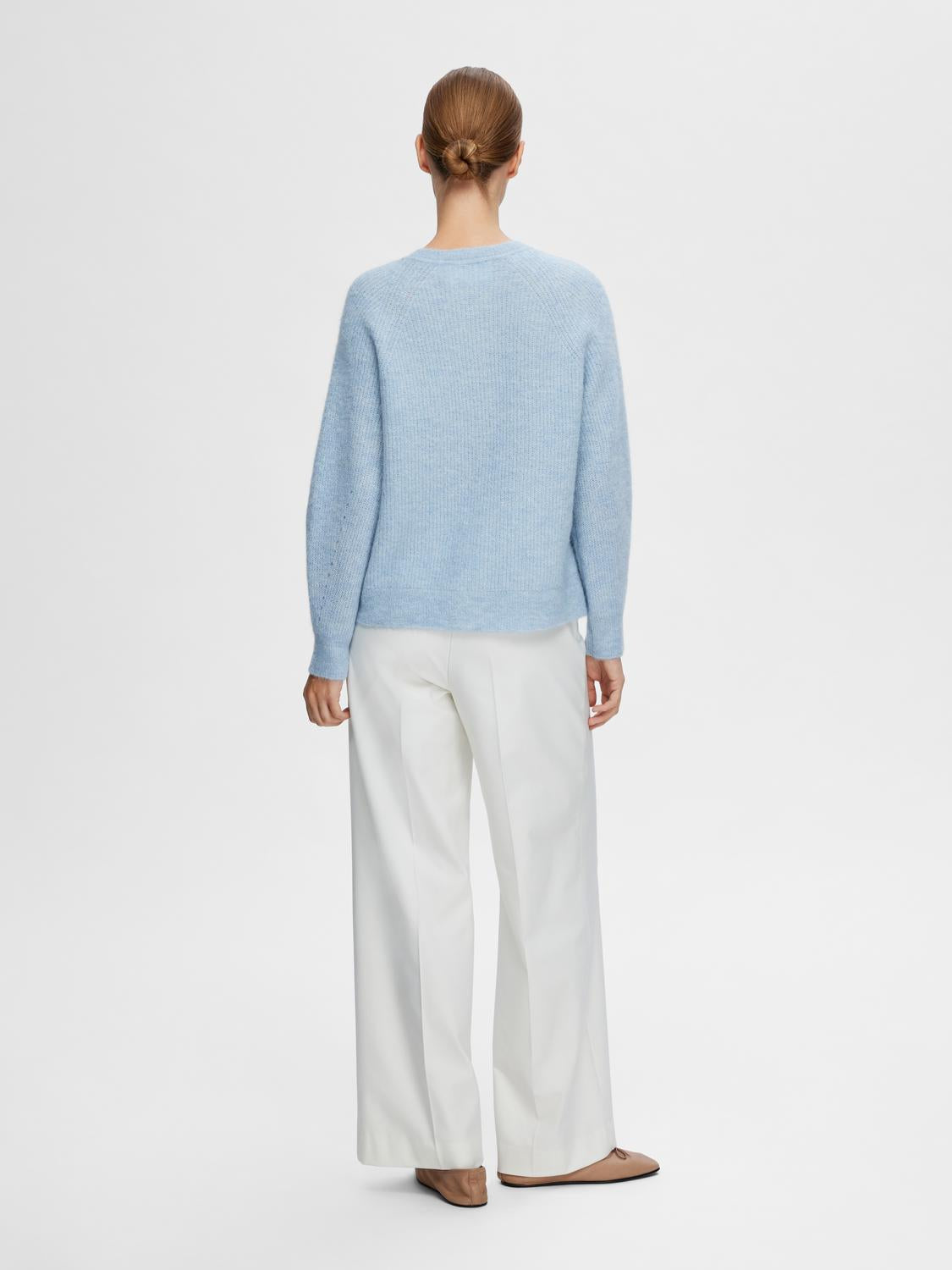 Lulu kort ullcardigan - Blå/ Cashmere Blue